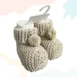 Açık Kahve Ponponlu Bebek Patiği